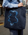 Denim Bag with Blue Flannel Amoeba Detail and Fly Pocket
