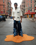 Straight-Leg Denim Pants with Layered Hem and Upcycled Fly Details