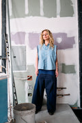 Denim Sleeveless Button-down