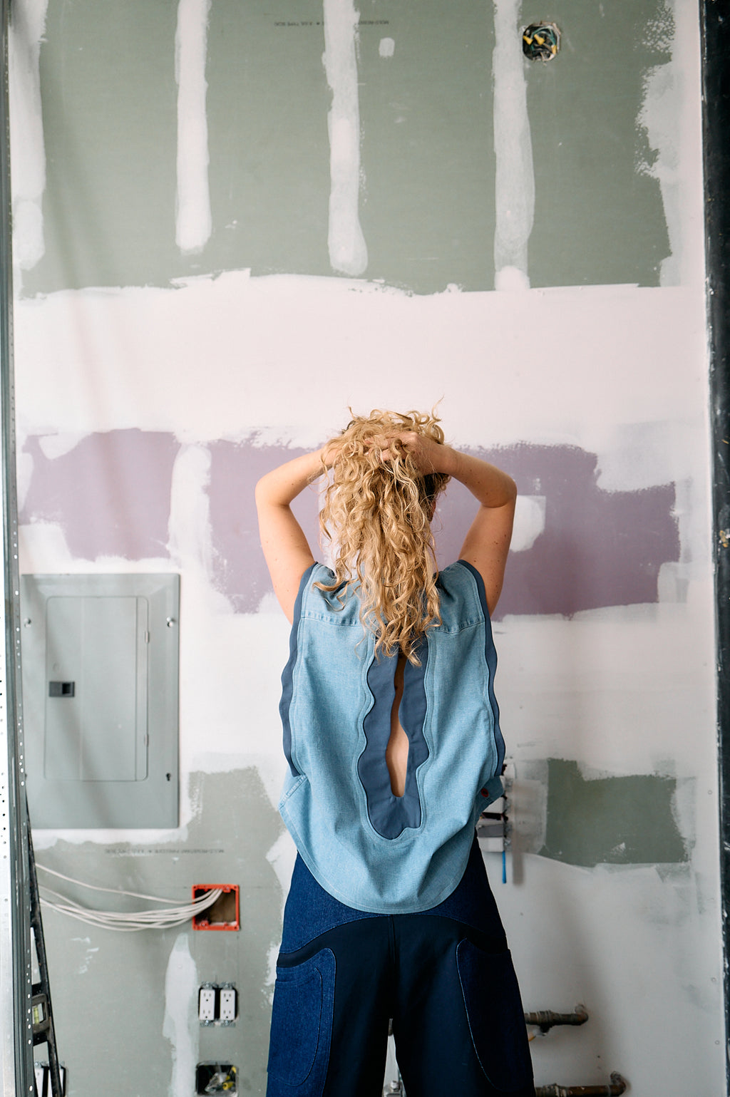 Denim Sleeveless Button-down