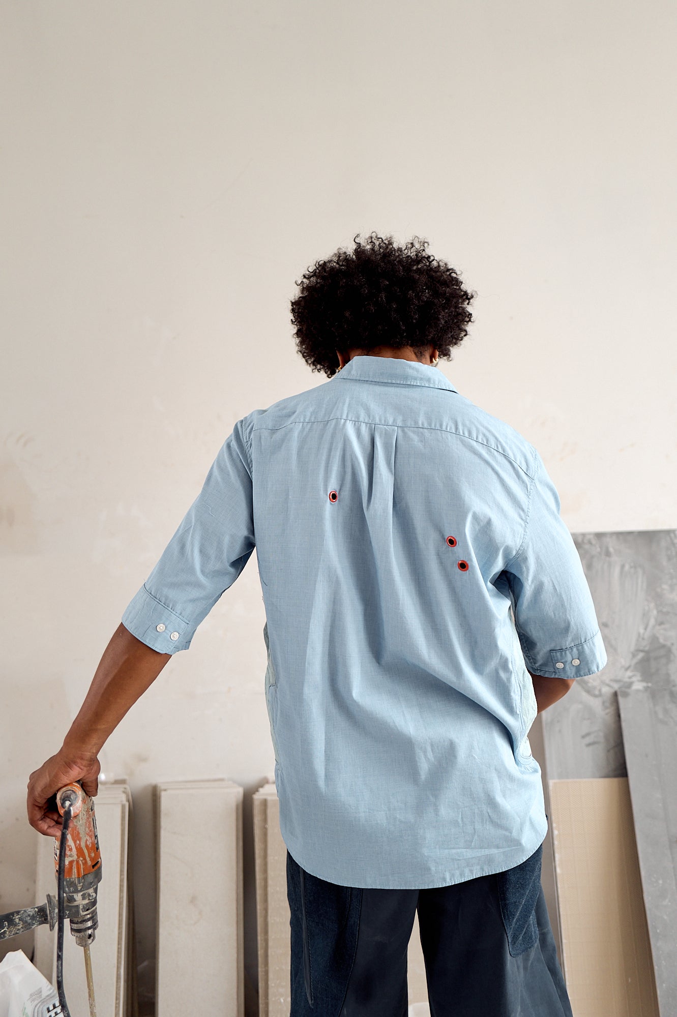 Blue Amoeba Cutout Button-down