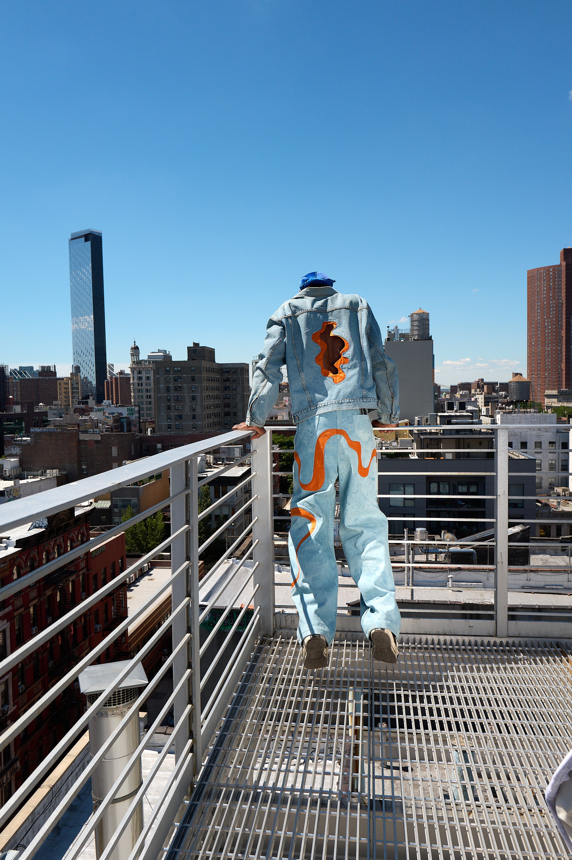 Made-To-Order Light Wash Amoeba Pants