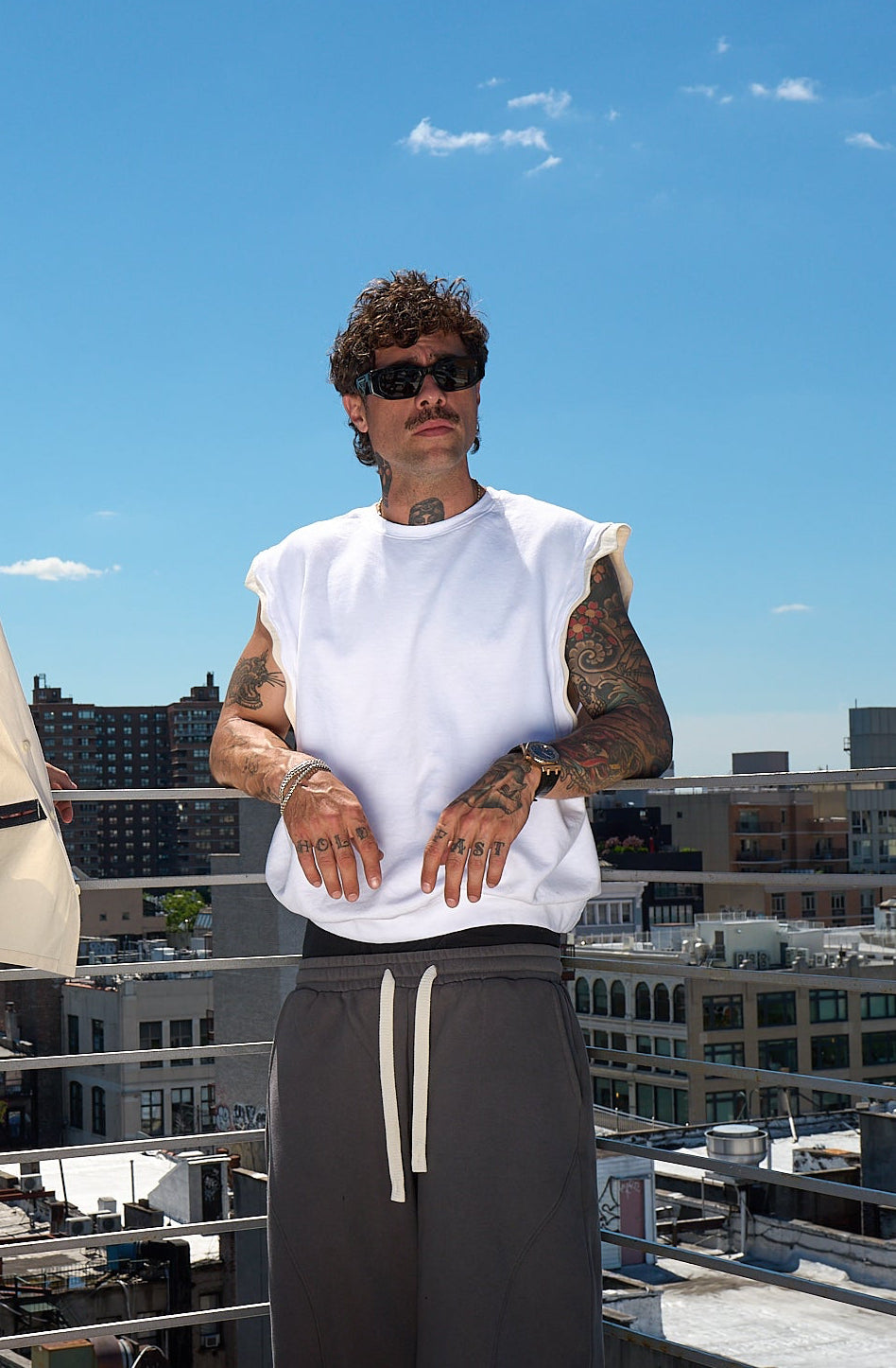 White Amoeba Cutout Sleeveless Crewneck