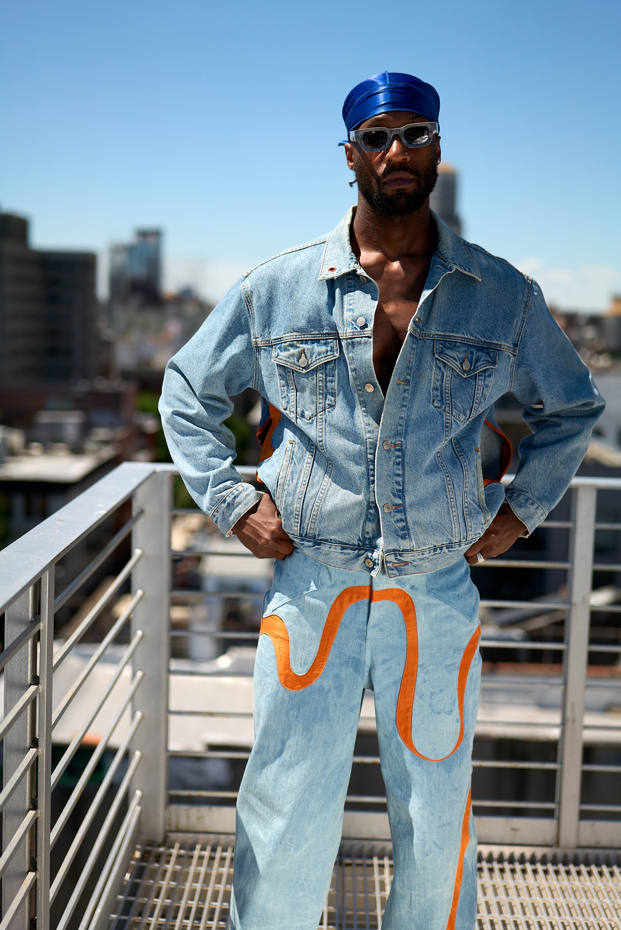 Made-To-Order Light Wash Amoeba Pants