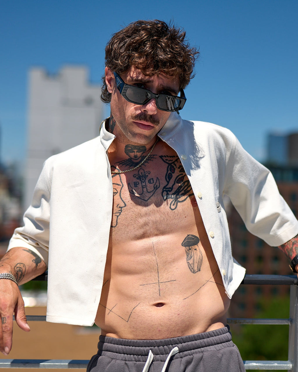 The Cropped Sand Tie Button-Down