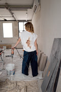 White Amoeba Cutout Sleeveless Crewneck