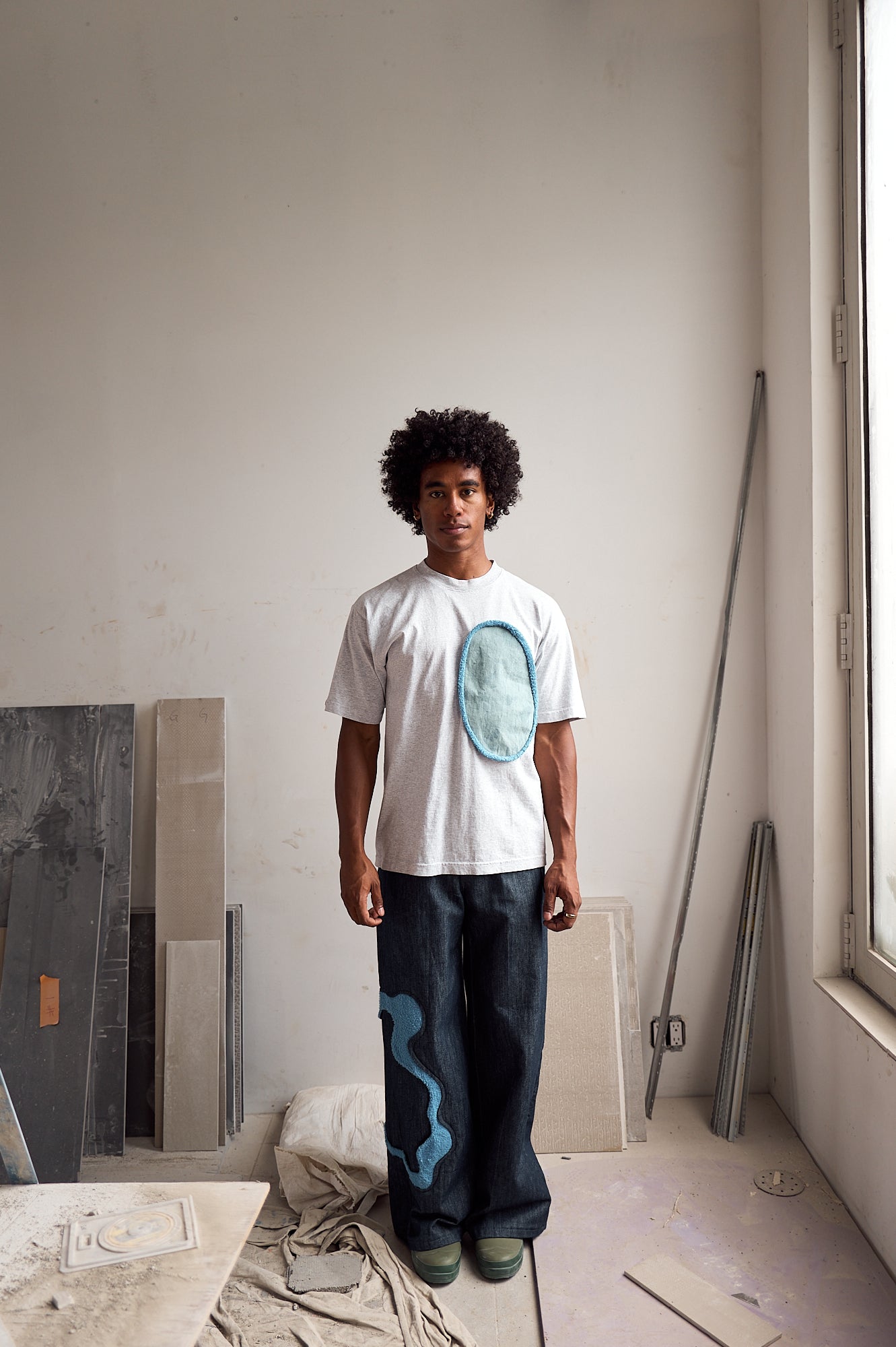 Denim Pants with Blue Terry Cloth