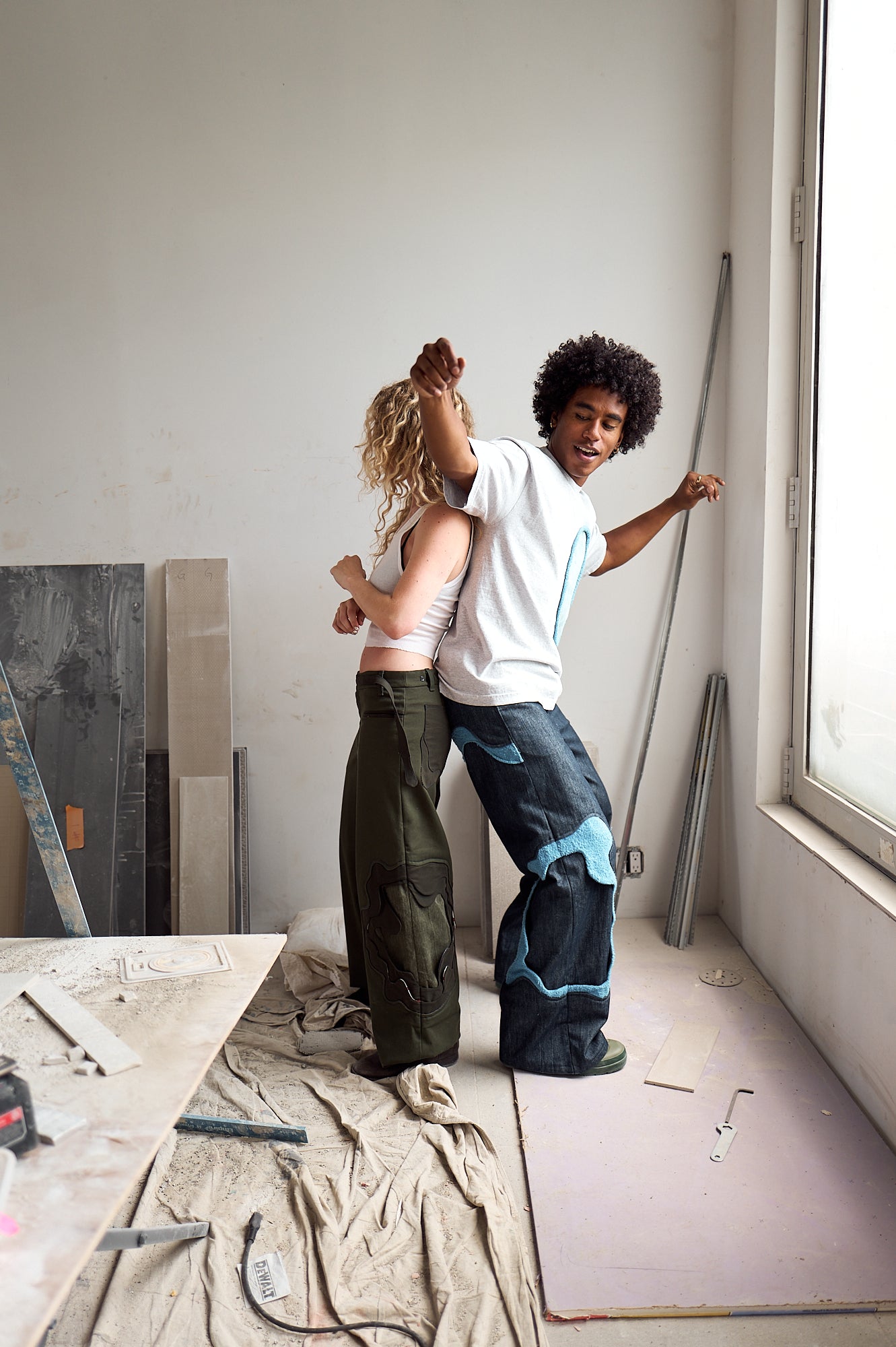 Denim Pants with Blue Terry Cloth