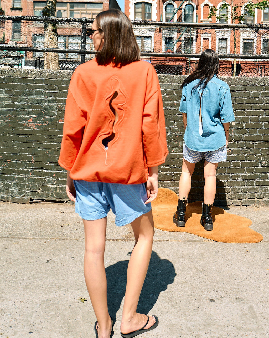 Crewneck Pullover in Red with Amoeba Cutout
