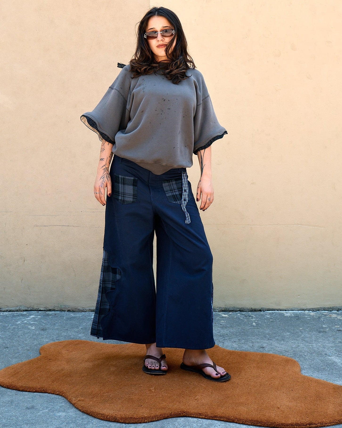 3/4 Shorts with Button-Down Hem Detail and Built-In Belt
