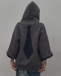 Zip Hoodie in Gray with Navy Tie Detail