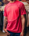 T-Shirt in Red with Red Dot and Terry Cloth Detail