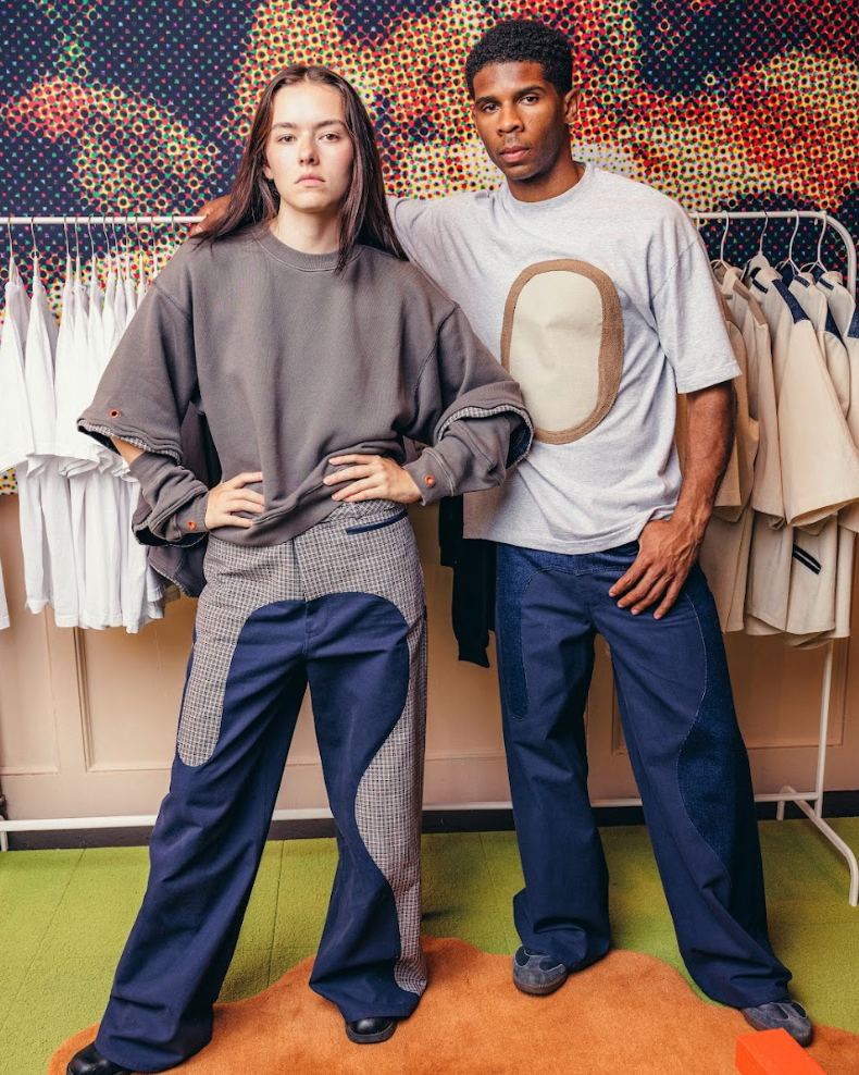 Short-Sleeve Crewneck in Gray with Tie Cutout