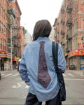 Button-Down Shirt in Blue with Maroon Plaid Tie Detail