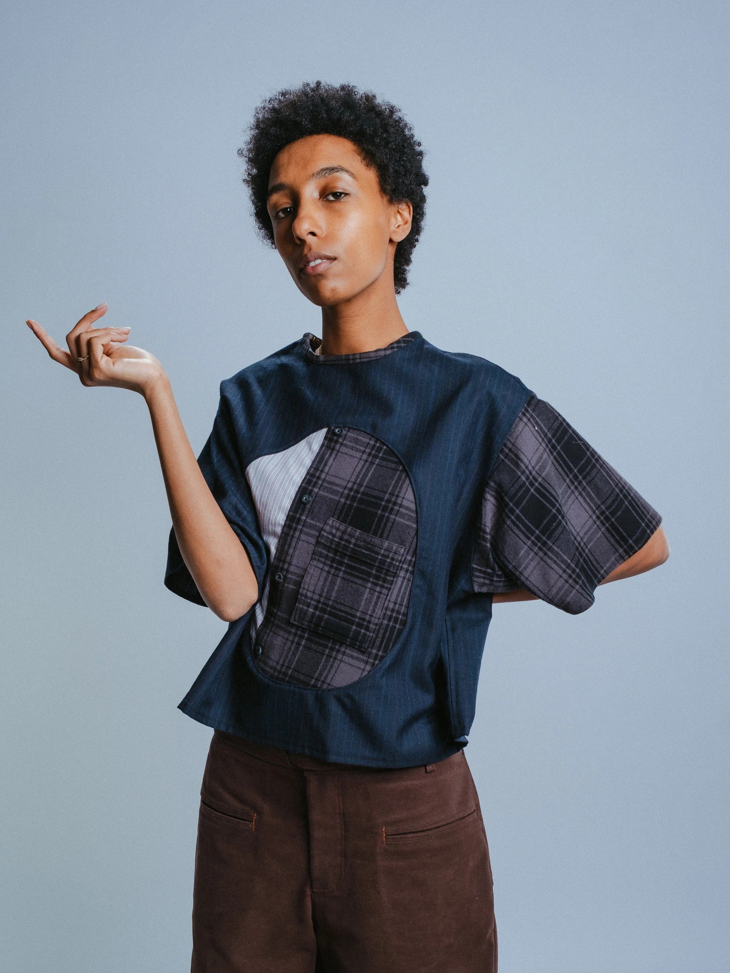 T-Shirt with Flannel Button-Down Details