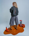 Crewneck Pullover in Gray with Tie Cutout on Back