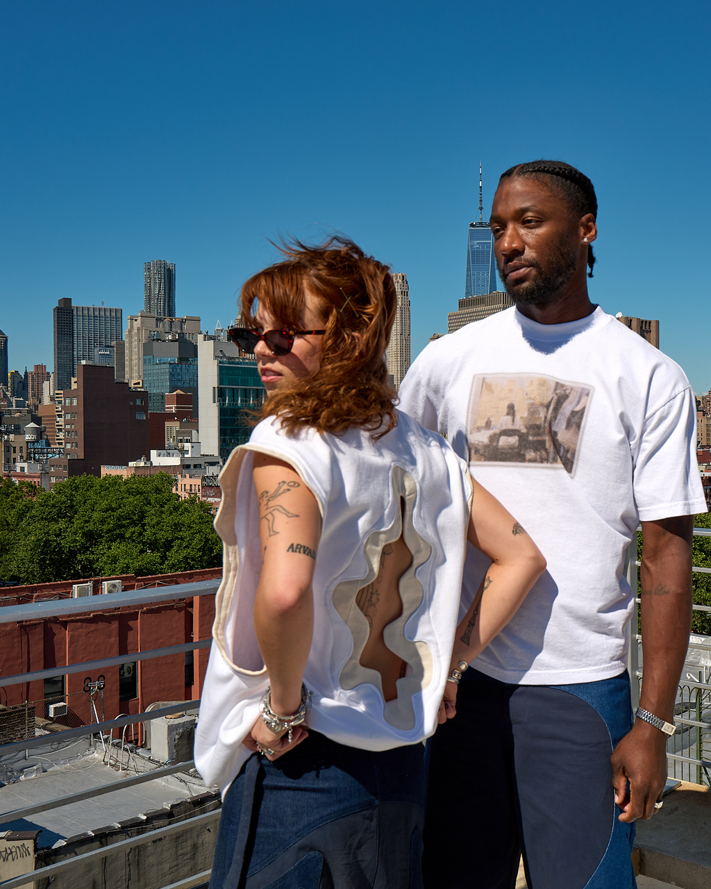 White Amoeba Cutout Sleeveless Crewneck