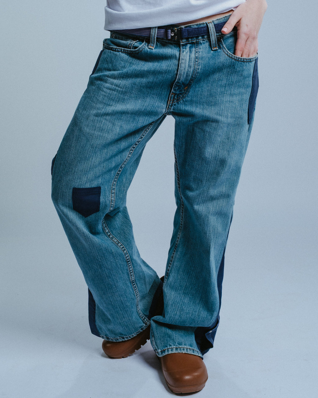 Upcycled Denim Jeans with Button-Down Detailing