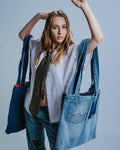 Upcycled Light Denim Bag with Fly Pocket