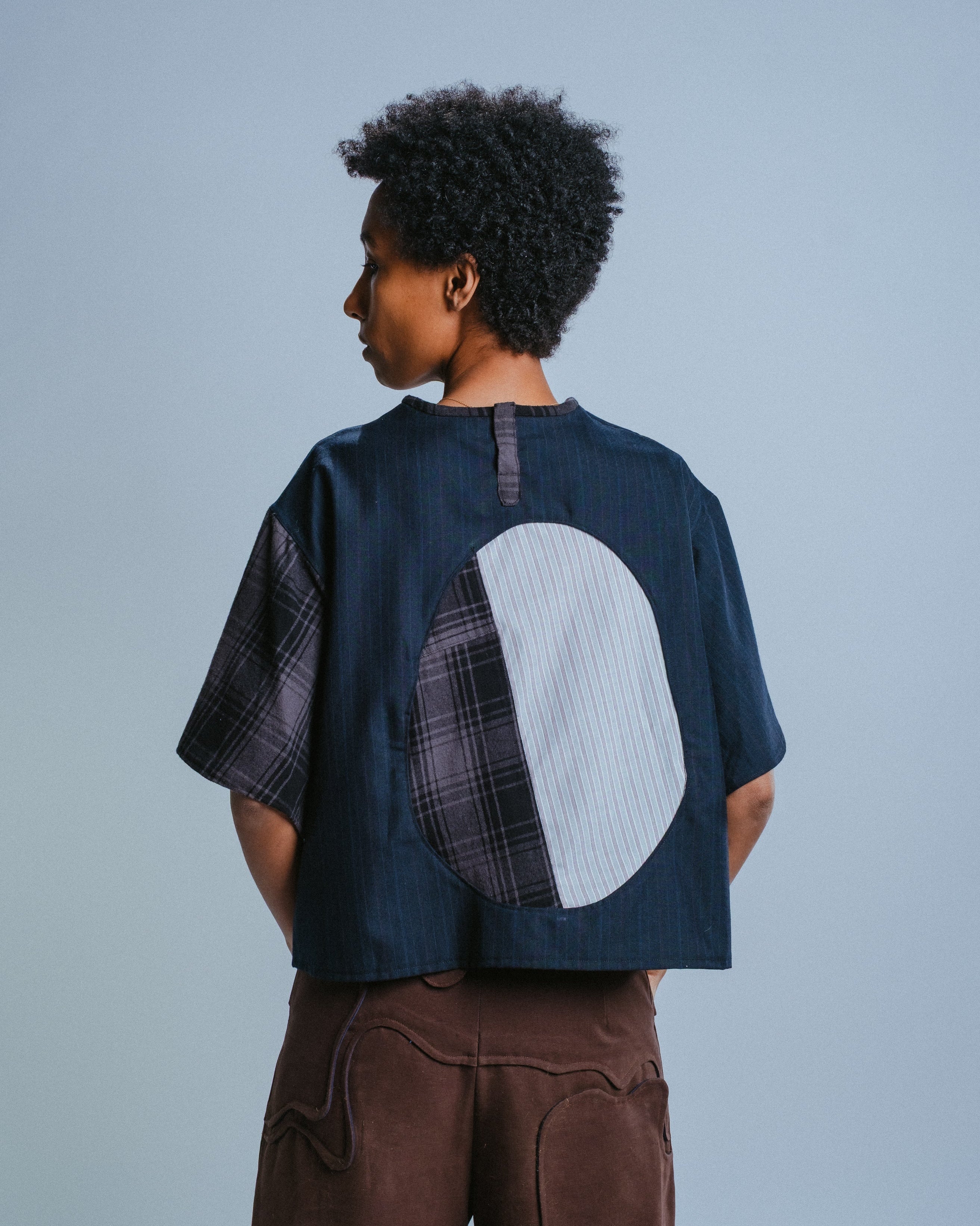 T-Shirt with Flannel Button-Down Details